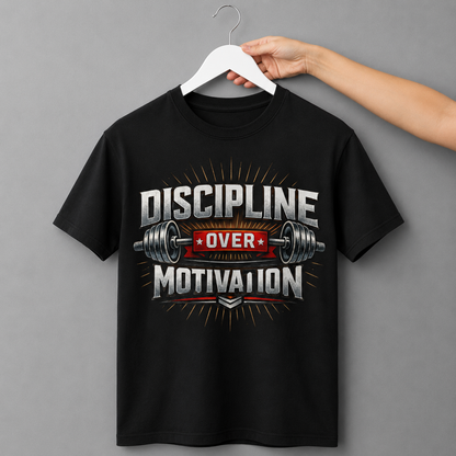 Discipline Over Motivation Black Gym T-Shirt | Premium Cotton Oversized Tee