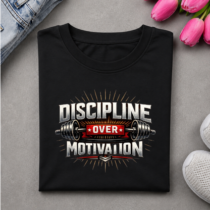 Discipline Over Motivation Black Gym T-Shirt | Premium Cotton Oversized Tee