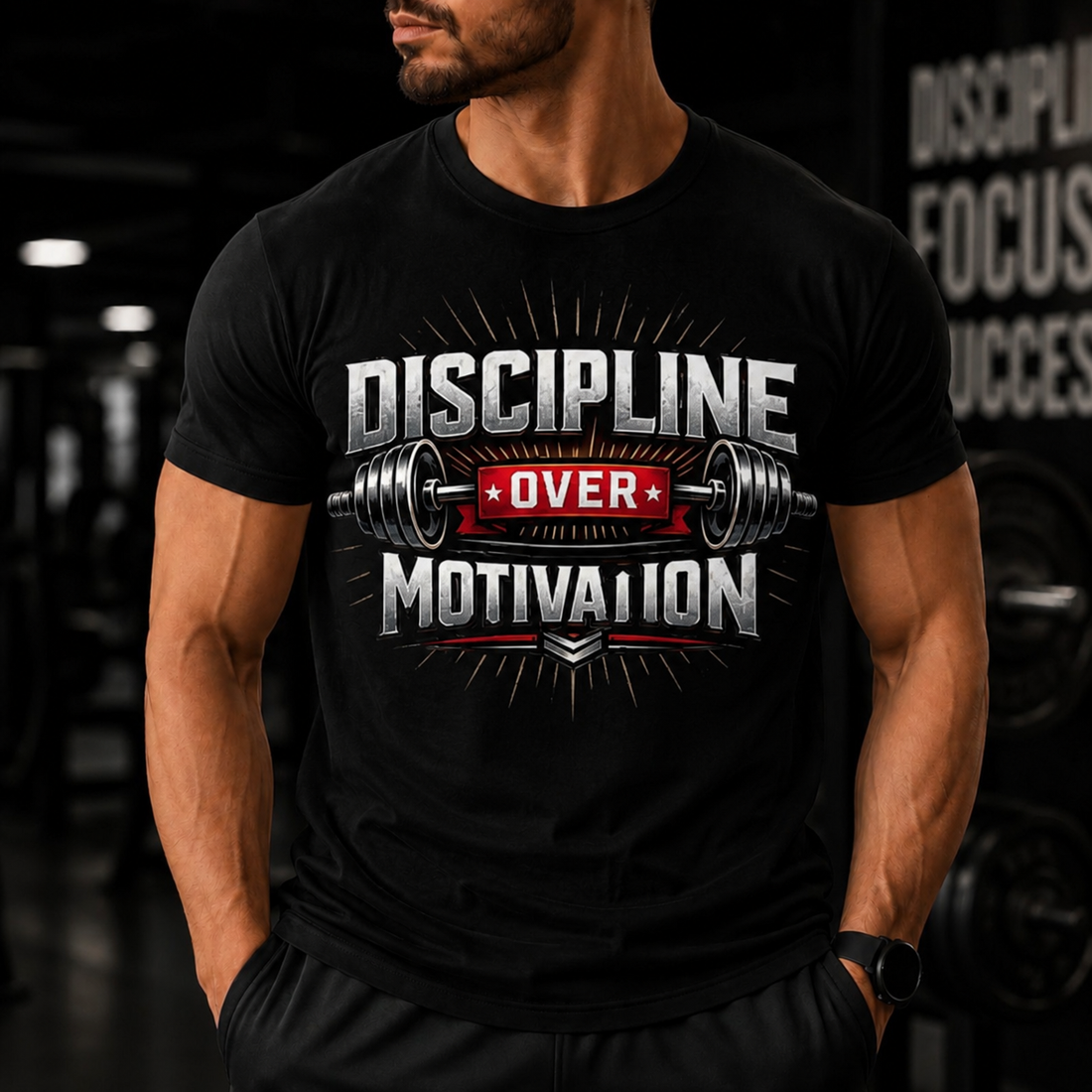 Discipline Over Motivation Black Gym T-Shirt | Premium Cotton Oversized Tee